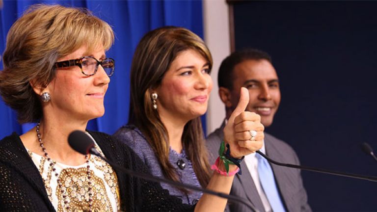 Greybby Cuello, coordinadora general de Proyectos Comunitarios de la Presidencia; Domingo Contreras, coordinador de Políticas de Desechos Sólidos de Medio Ambiente y Ginny Heinsen, coordinadora del Programa 3Rs del Centro para el Desarrollo Agropecuario y Forestal (CEDAF)