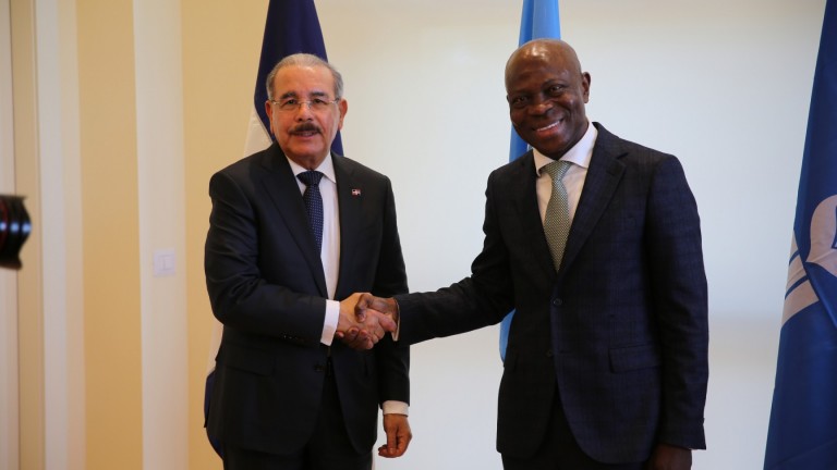 Danilo Medina y Gilbert Houngbo