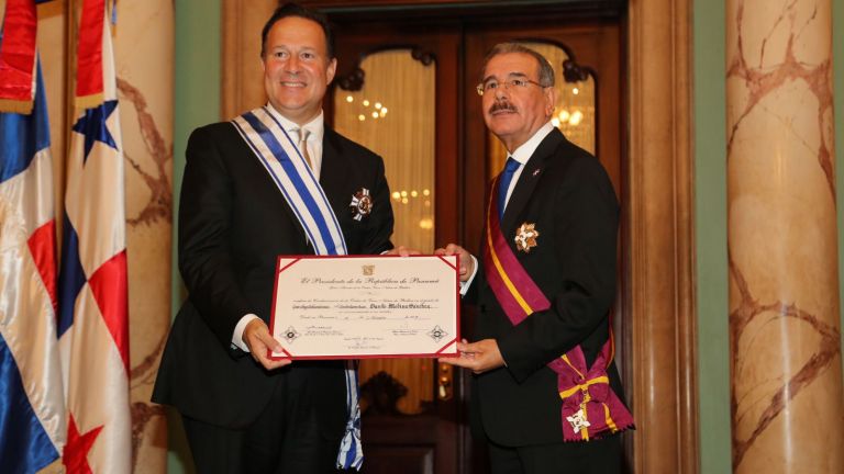 Danilo Medina y presidente de Panamá, Juan Carlos Varela