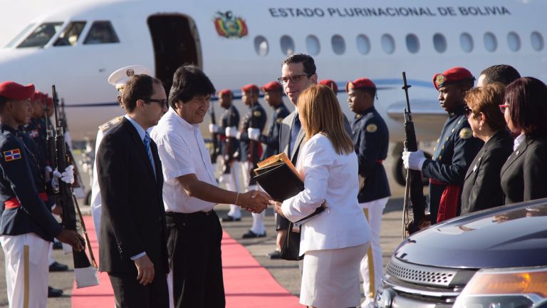 Llegada de Evo Morales al país